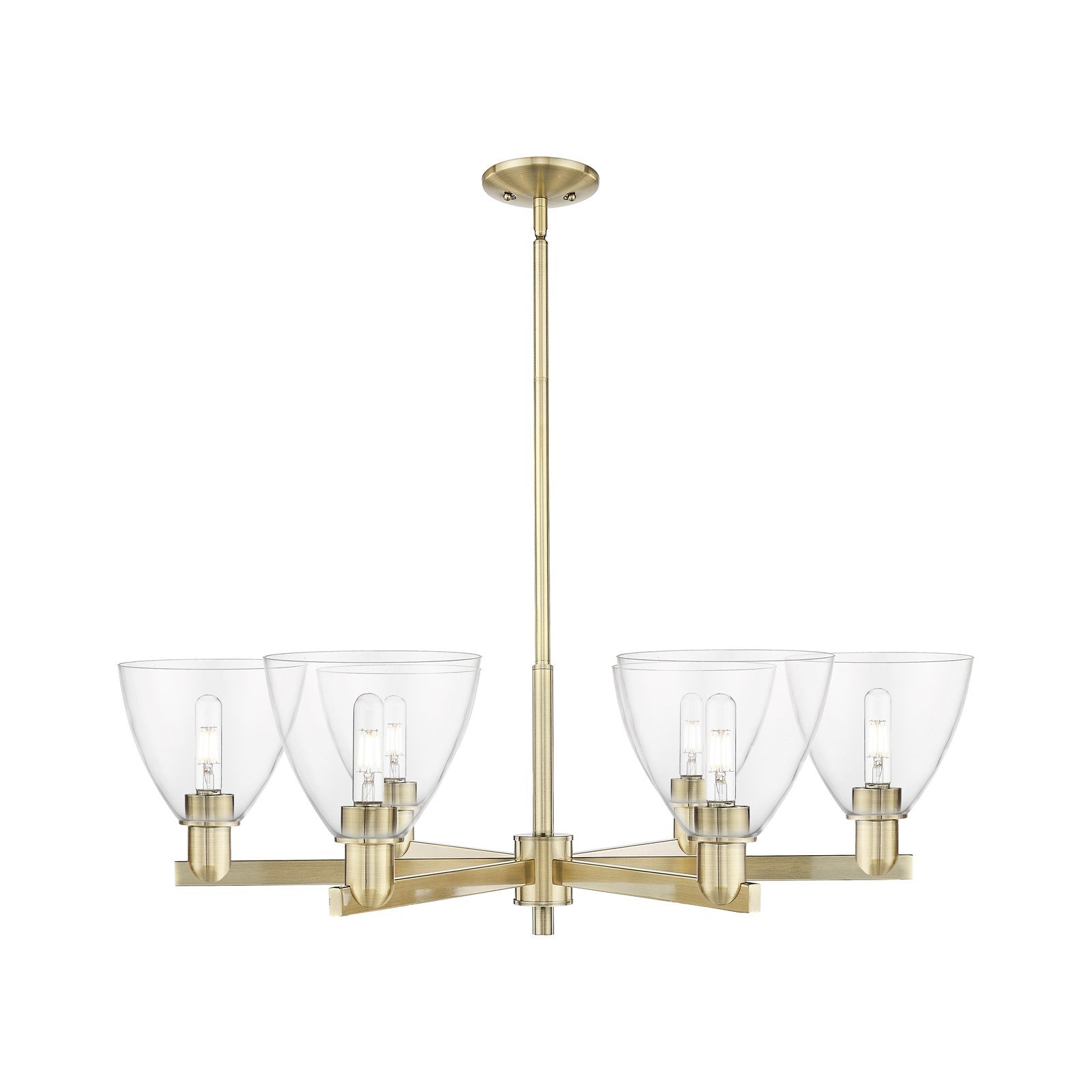 Innovations Bristol 37in 6-Light Chandelier | Industrial Antique Brass and Clear Glass | Dining Room & Living Room | Model 716-6CR-AB-GBD-752
