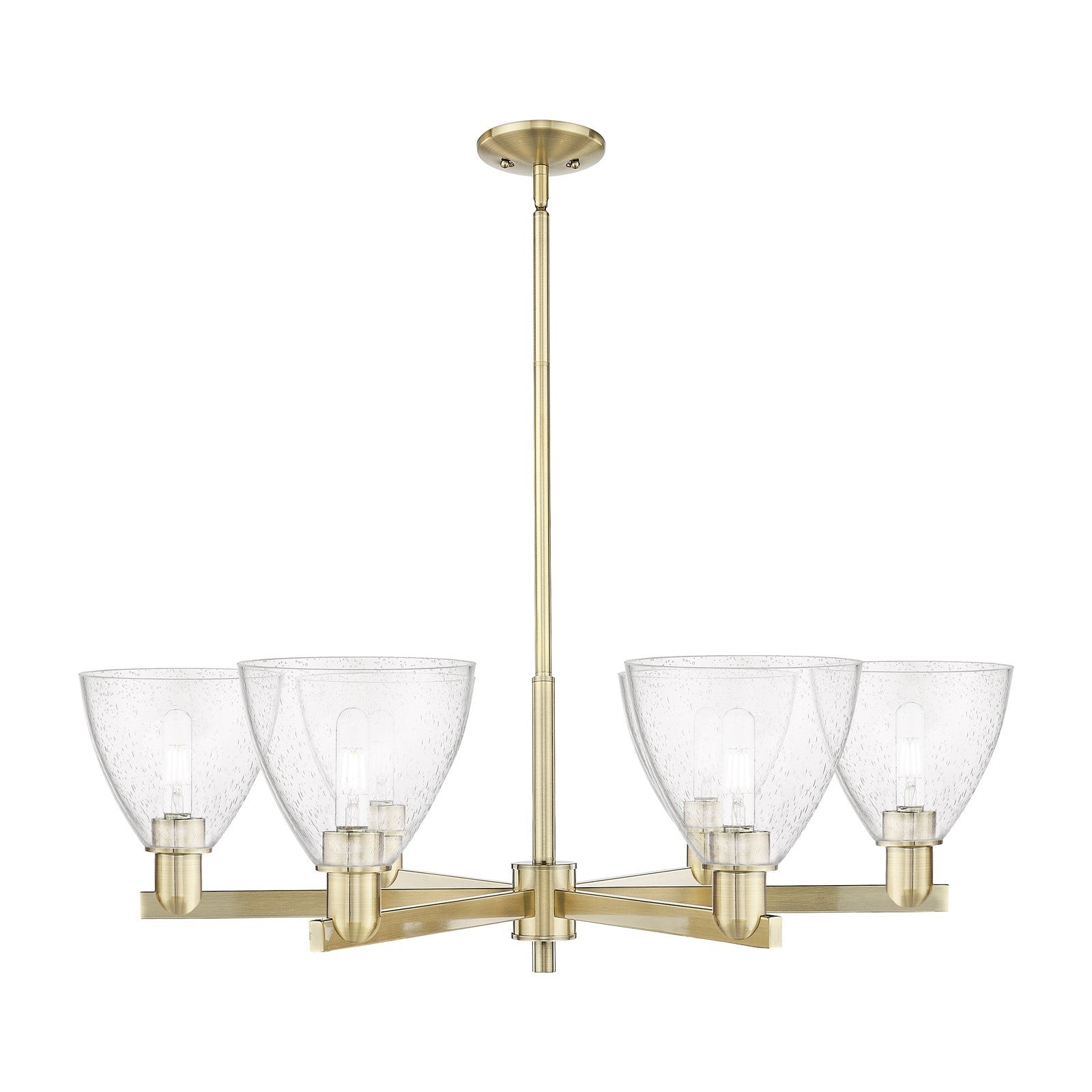 Innovations Bristol 37in 6-Light Chandelier | Industrial Antique Brass and Seedy Glass | Dining Room & Living Room | Model 716-6CR-AB-GBD-754