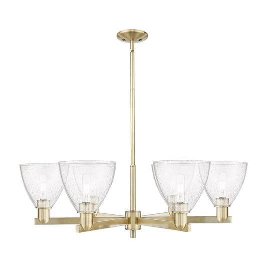 Innovations Bristol 37in 6-Light Chandelier | Industrial Antique Brass and Seedy Glass | Dining Room & Living Room | Model 716-6CR-AB-GBD-754
