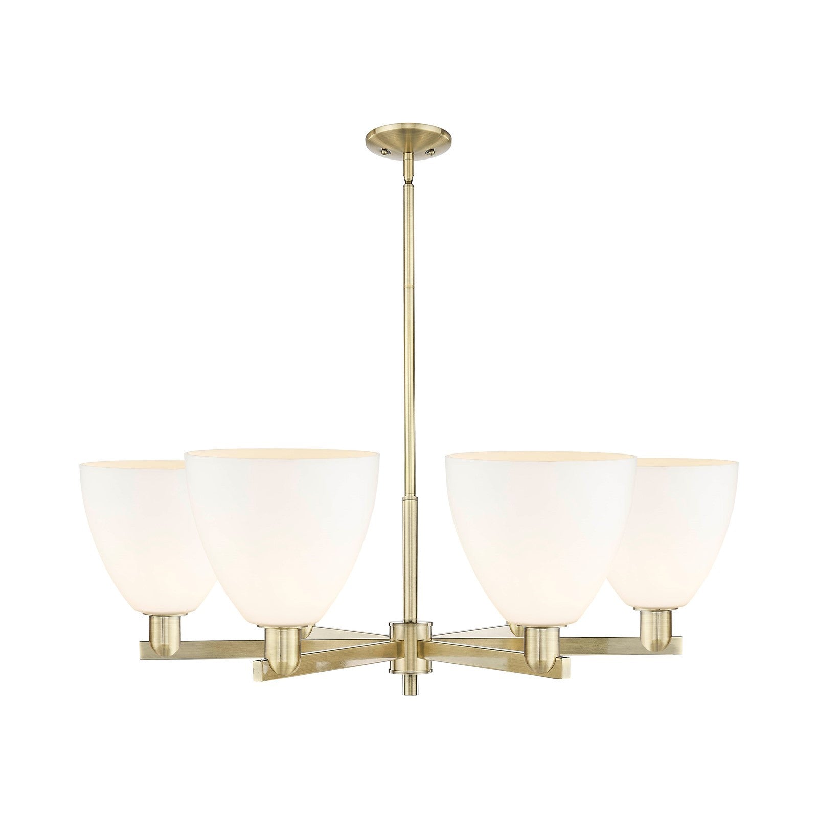 Innovations Bristol 39in 6-Light Chandelier | Industrial Antique Brass and Matte White Glass | Dining Room & Living Room | Model 716-6CR-AB-GBD-91
