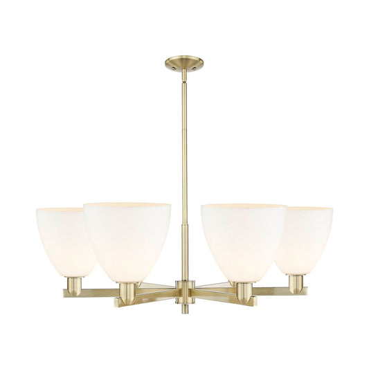 Innovations Bristol 39in 6-Light Chandelier | Industrial Antique Brass and Matte White Glass | Dining Room & Living Room | Model 716-6CR-AB-GBD-91