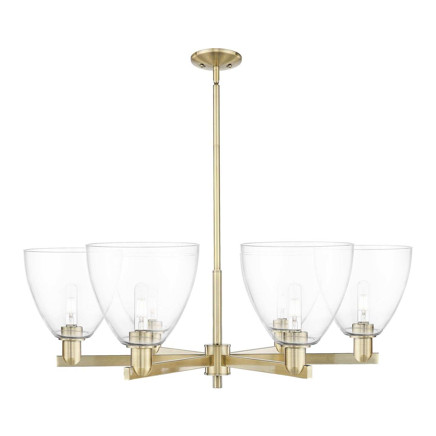 Innovations Bristol 39in 6-Light Chandelier | Industrial Antique Brass and Clear Glass | Dining Room & Living Room | Model 716-6CR-AB-GBD-92