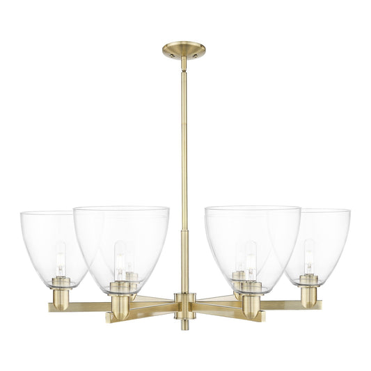 Innovations Bristol 39in 6-Light Chandelier | Industrial Antique Brass and Clear Glass | Dining Room & Living Room | Model 716-6CR-AB-GBD-92