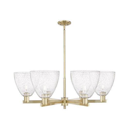 Innovations Bristol 39in 6-Light Chandelier | Industrial Antique Brass Steel and Seedy Glass | Dining Room & Living Room | Model 716-6CR-AB-GBD-94