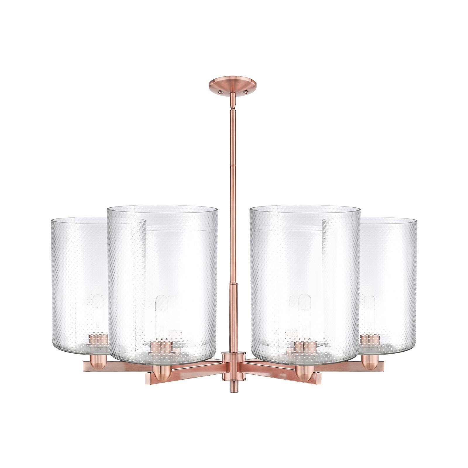 Innovations Cobbleskill 39in 6-Light Chandelier | Industrial Antique Copper Steel and Clear Glass | Dining Room & Living Room | Model 716-6CR-AC-G112-L