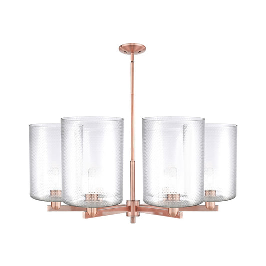 Innovations Cobbleskill 39in 6-Light Chandelier | Industrial Antique Copper Steel and Clear Glass | Dining Room & Living Room | Model 716-6CR-AC-G112-L