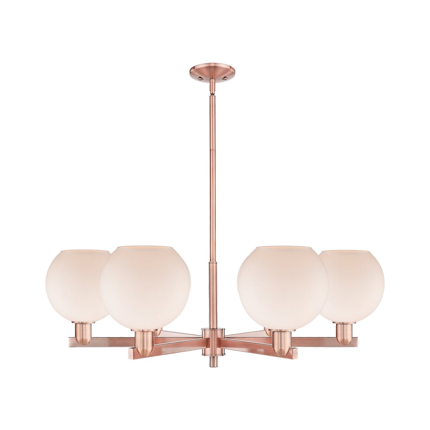 Innovations Athens 38in 6-Light Chandelier | Industrial Antique Copper Steel and Matte White Glass | Dining Room & Living Room | Model 716-6CR-AC-G121-8