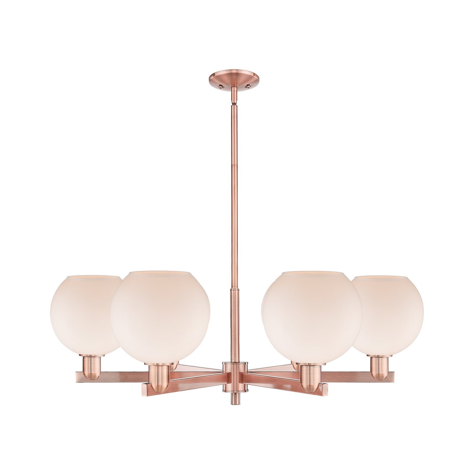 Innovations Athens 38in 6-Light Chandelier | Industrial Antique Copper Steel and Matte White Glass | Dining Room & Living Room | Model 716-6CR-AC-G121-8