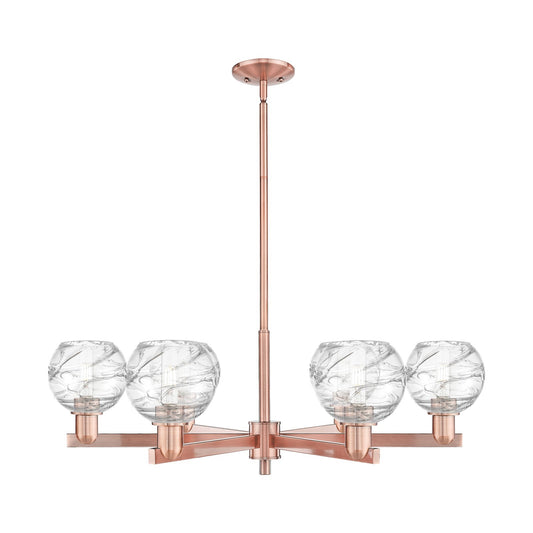 Innovations Athens Deco Swirl 24in 6-Light Chandelier | Industrial Antique Copper and Clear Deco Swirl Glass | Dining Room & | Model 716-6CR-AC-G1213-6CL