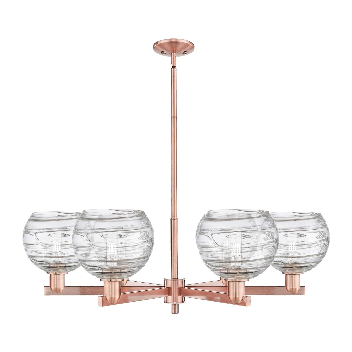 Innovations Athens Deco Swirl 38in 6-Light Chandelier | Industrial Antique Copper and Clear Glass | Damp-Rated Dining Room & | Model 716-6CR-AC-G1213-8CL