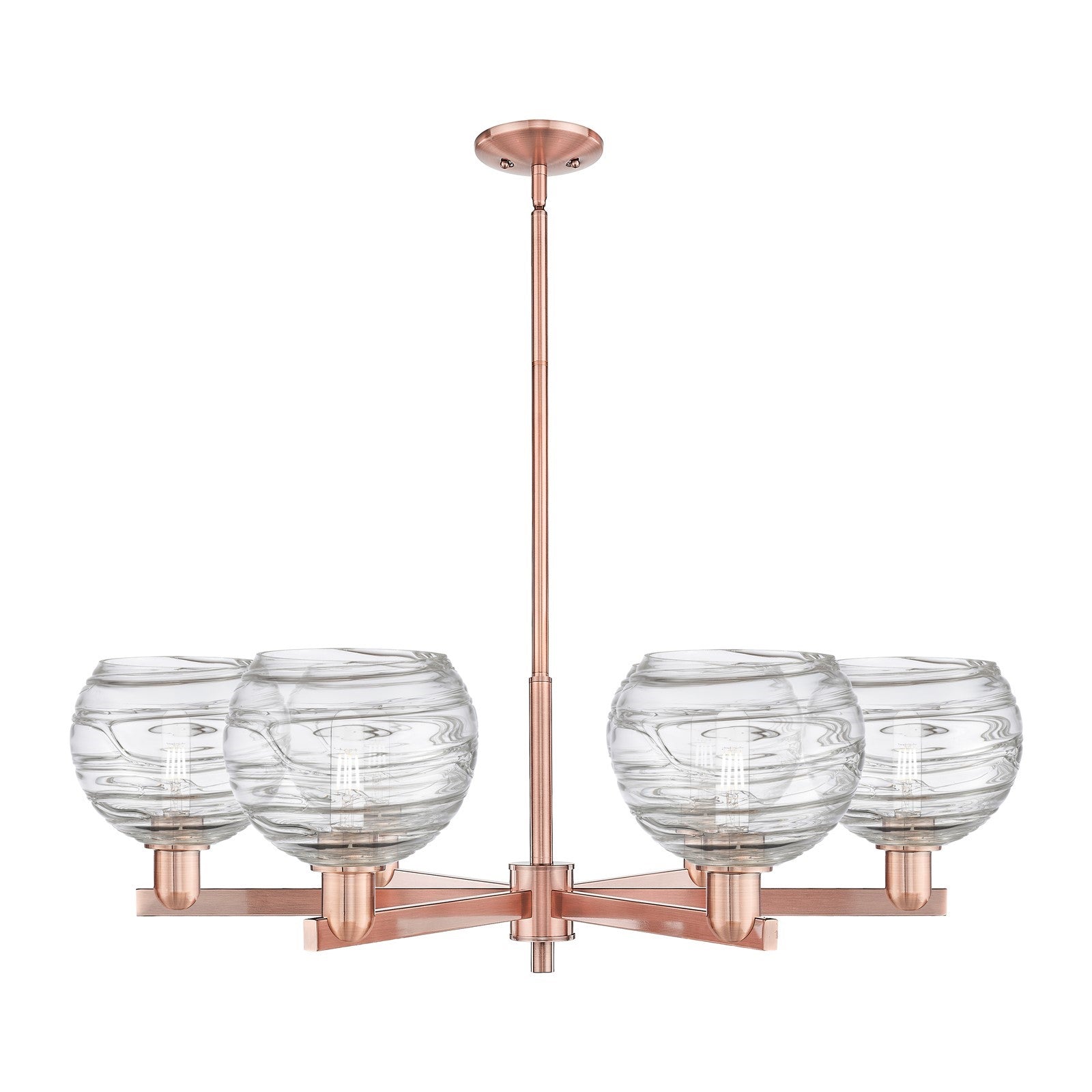 Innovations Athens Deco Swirl 38in 6-Light Chandelier | Industrial Antique Copper and Clear Glass | Damp-Rated Dining Room & | Model 716-6CR-AC-G1213-8CL
