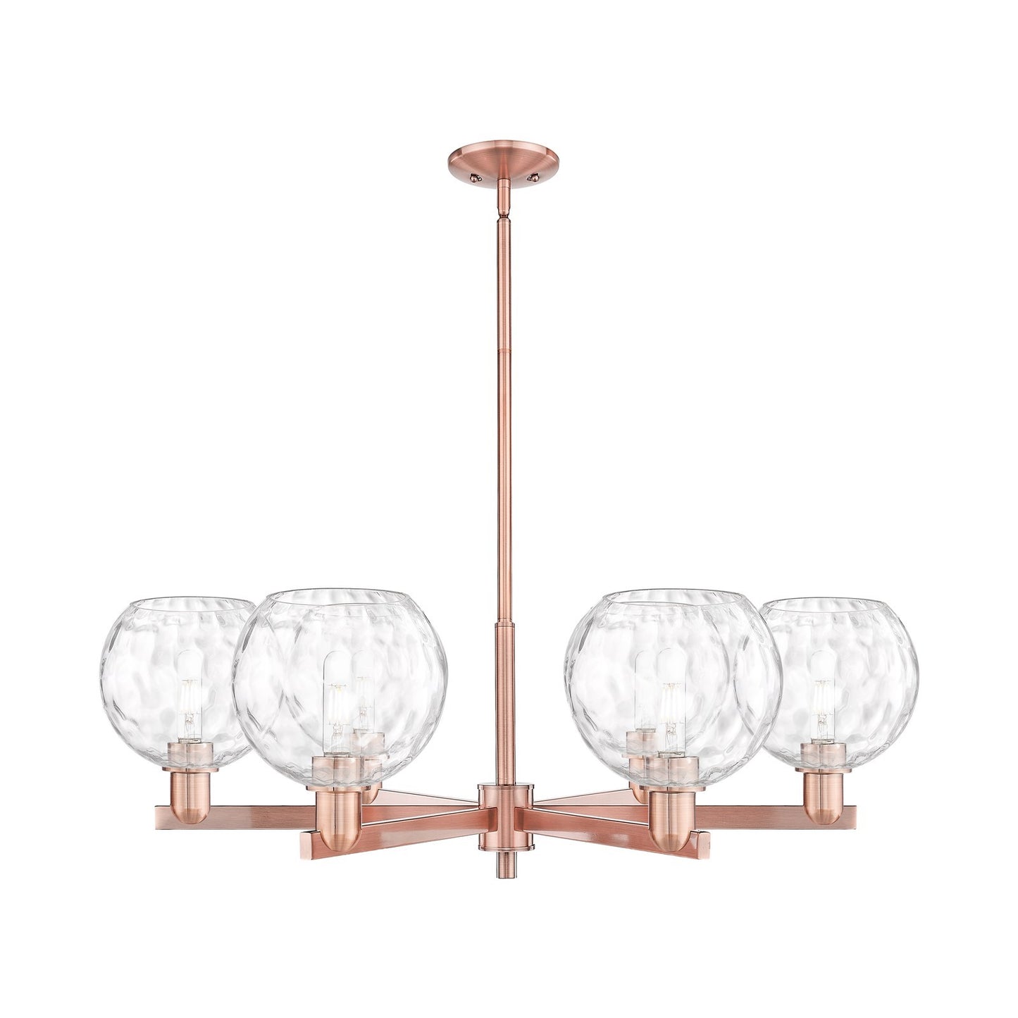 Innovations Athens 38in 6-Light Chandelier | Industrial Antique Copper Steel and Clear Water Glass | Kitchen Island & Dining | Model 716-6CR-AC-G1215-8