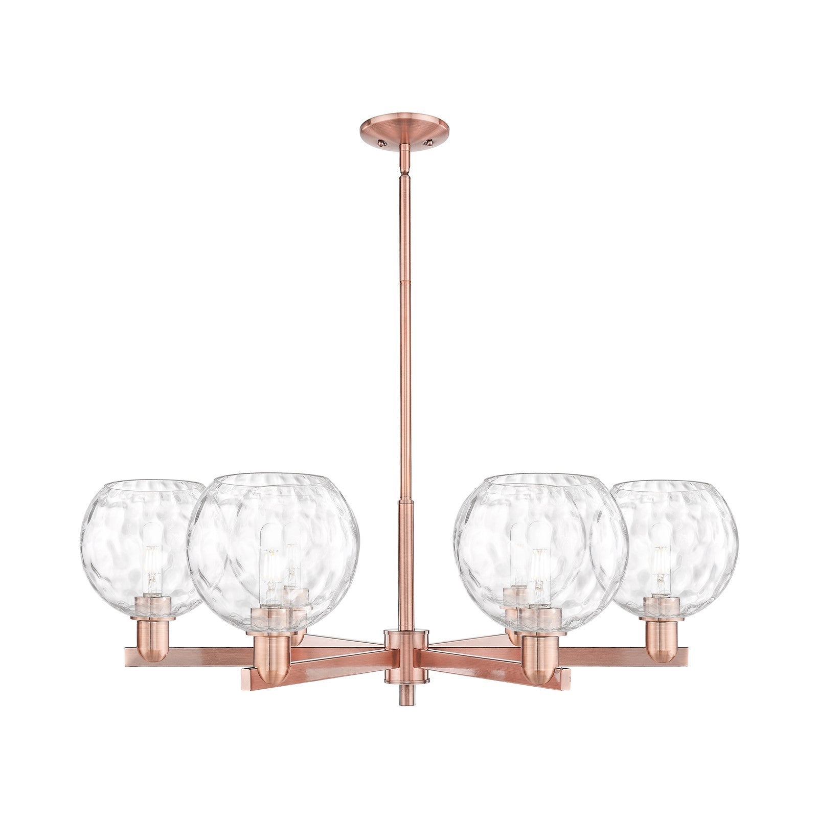Innovations Athens 38in 6-Light Chandelier | Industrial Antique Copper Steel and Clear Water Glass | Kitchen Island & Dining | Model 716-6CR-AC-G1215-8