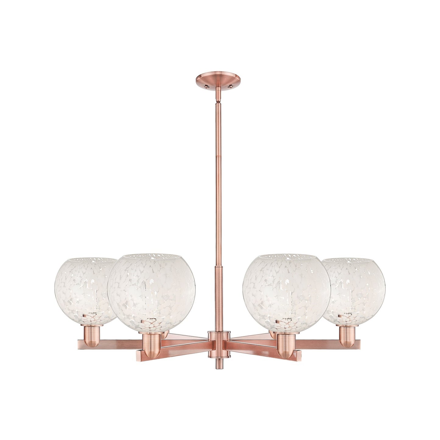 Innovations Lighting Arcadia 38in 6-Light Chandelier | Industrial Antique Copper Steel and Cast Brass with White Mouchette | Model 716-6CR-AC-G1216-8WM