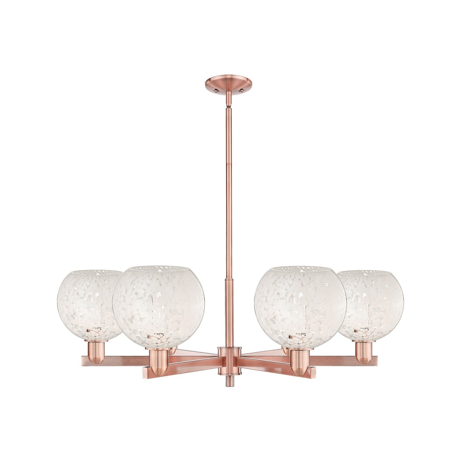 Innovations Lighting Arcadia 38in 6-Light Chandelier | Industrial Antique Copper Steel and Cast Brass with White Mouchette | Model 716-6CR-AC-G1216-8WM