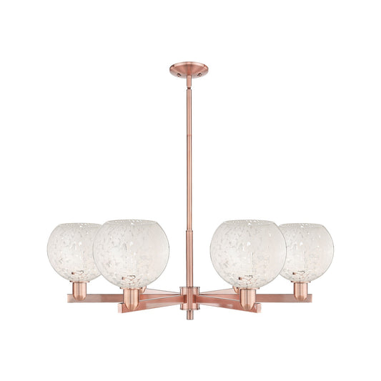 Innovations Lighting Arcadia 38in 6-Light Chandelier | Industrial Antique Copper Steel and Cast Brass with White Mouchette | Model 716-6CR-AC-G1216-8WM