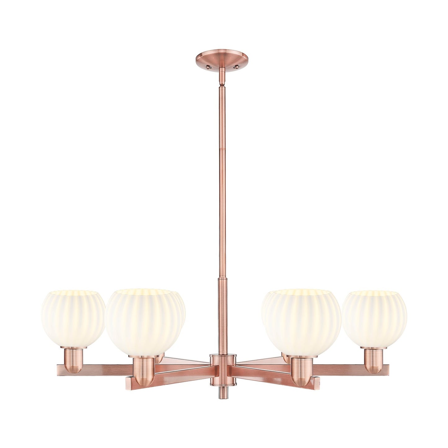 Innovations Lighting White Venetian 36in 6-Light Chandelier | Industrial Antique Copper and White Venetian Glass | Dining | Model 716-6CR-AC-G1217-6WV