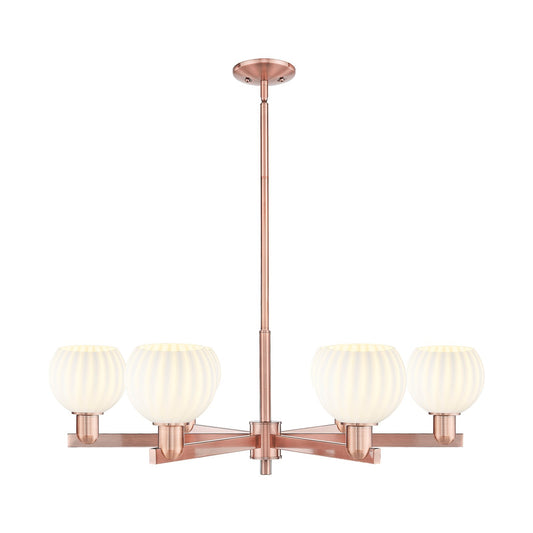 Innovations Lighting White Venetian 36in 6-Light Chandelier | Industrial Antique Copper and White Venetian Glass | Dining | Model 716-6CR-AC-G1217-6WV