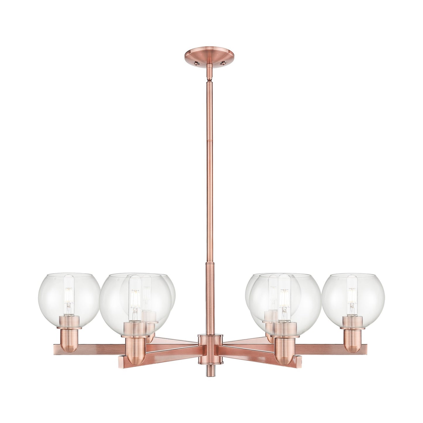 Innovations Athens 36in 6-Light Chandelier | Industrial Antique Copper and Clear Glass | Dining Room & Living Room | Model 716-6CR-AC-G122-6