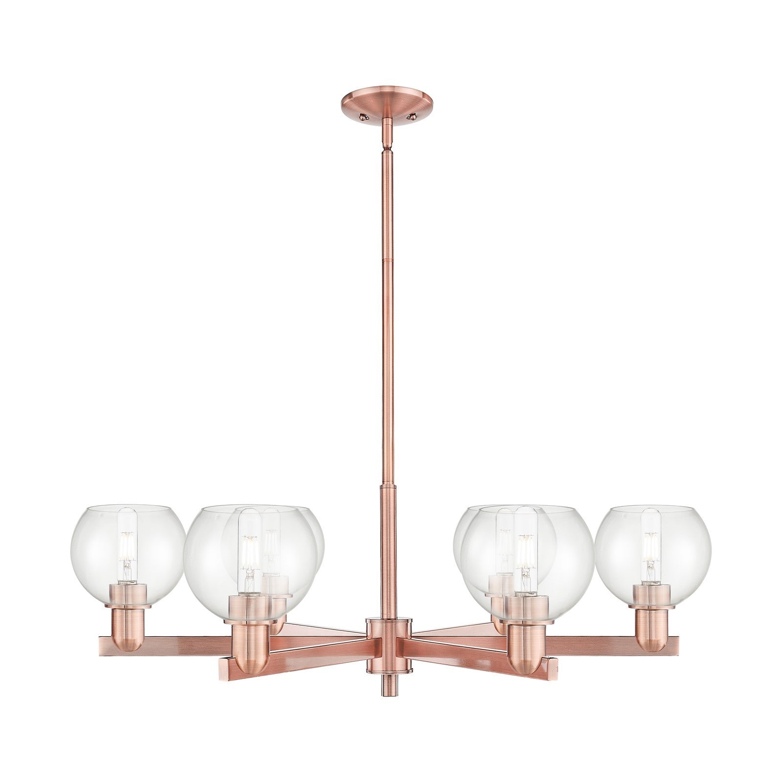 Innovations Athens 36in 6-Light Chandelier | Industrial Antique Copper and Clear Glass | Dining Room & Living Room | Model 716-6CR-AC-G122-6