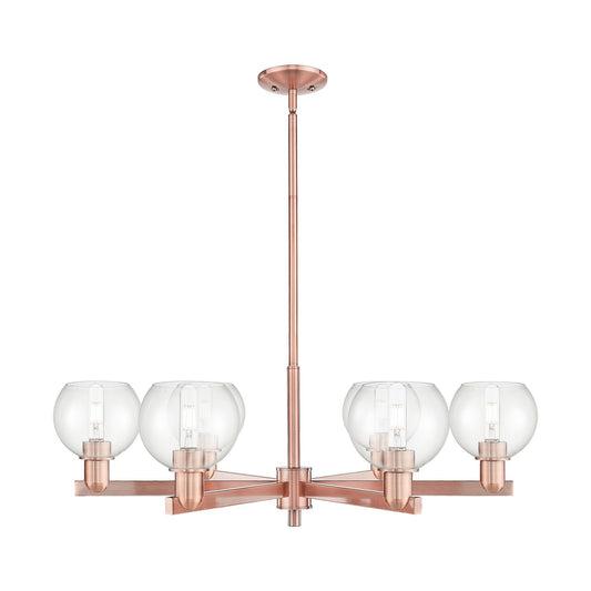 Innovations Athens 36in 6-Light Chandelier | Industrial Antique Copper and Clear Glass | Dining Room & Living Room | Model 716-6CR-AC-G122-6