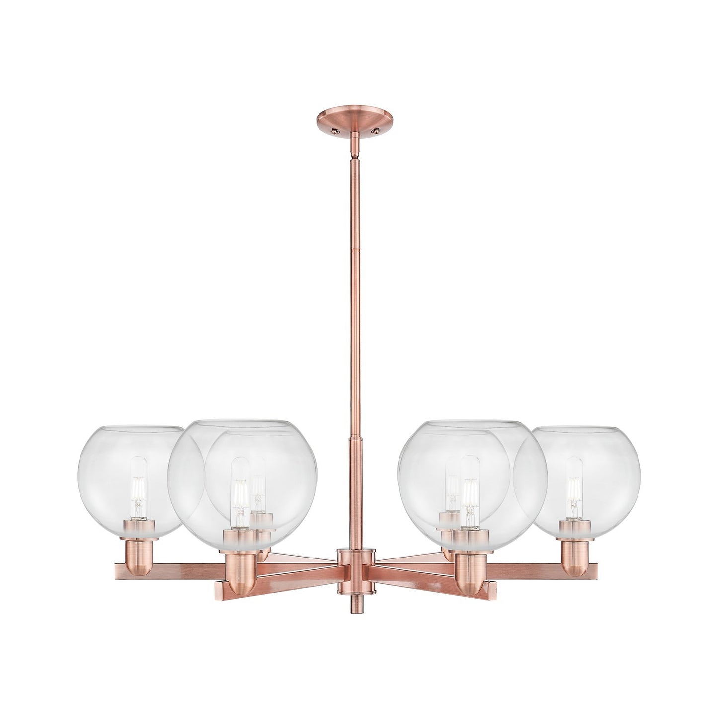 Innovations Athens 38in 6-Light Chandelier | Industrial Antique Copper Steel and Clear Glass | Dining Room & Living Room | Model 716-6CR-AC-G122-8