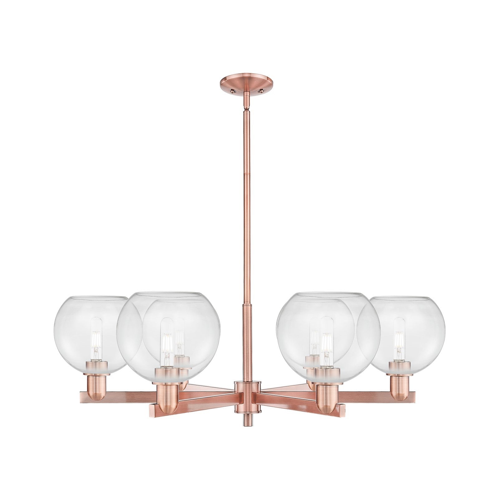 Innovations Athens 38in 6-Light Chandelier | Industrial Antique Copper Steel and Clear Glass | Dining Room & Living Room | Model 716-6CR-AC-G122-8
