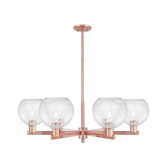 Innovations Athens 38in 6-Light Chandelier | Industrial Antique Copper Steel and Clear Glass | Dining Room & Living Room | Model 716-6CR-AC-G122-8