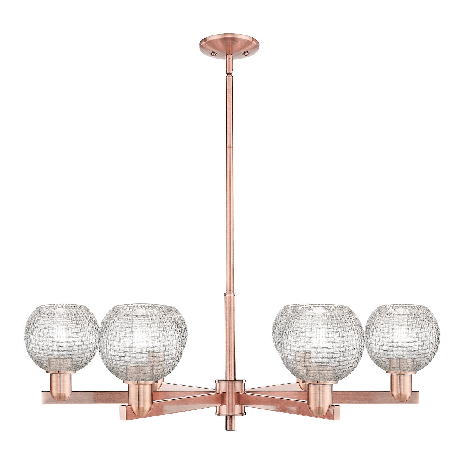 Innovations Athens 36in 6-Light Chandelier | Industrial Antique Copper Steel and Clear Basket Weave Glass | Dining Room & | Model 716-6CR-AC-G122C-6CL