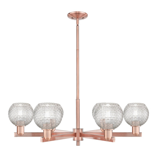 Innovations Athens 36in 6-Light Chandelier | Industrial Antique Copper Steel and Clear Basket Weave Glass | Dining Room & | Model 716-6CR-AC-G122C-6CL