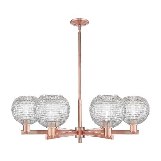 Innovations Athens 38in 6-Light Chandelier | Industrial Antique Copper Steel and Clear Basket Weave Glass | Dining Room & | Model 716-6CR-AC-G122C-8CL