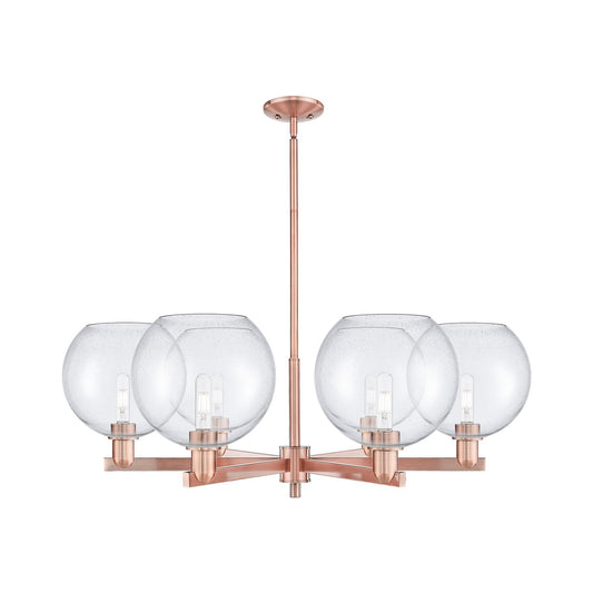 Innovations Athens 40in 6-Light Chandelier | Industrial Antique Copper Steel and Seedy Glass | Dining Room & Living Room | Model 716-6CR-AC-G124-10