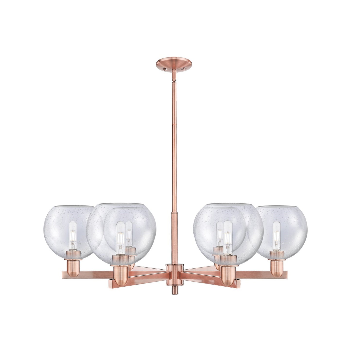 Innovations Athens 38in 6-Light Chandelier | Industrial Antique Copper Steel and Seedy Glass | Dining Room & Living Room | Model 716-6CR-AC-G124-8