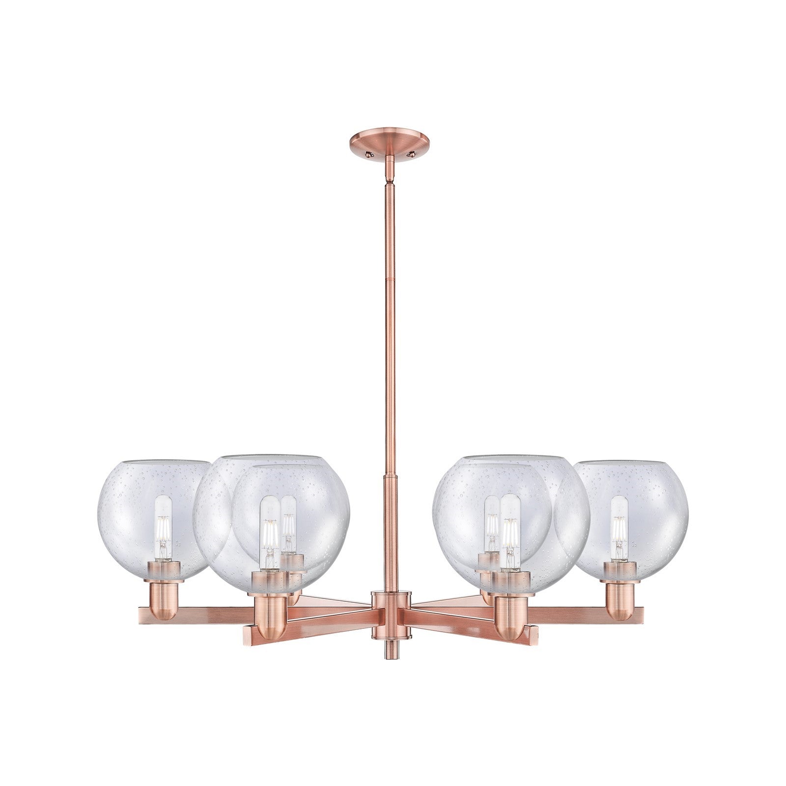 Innovations Athens 38in 6-Light Chandelier | Industrial Antique Copper Steel and Seedy Glass | Dining Room & Living Room | Model 716-6CR-AC-G124-8