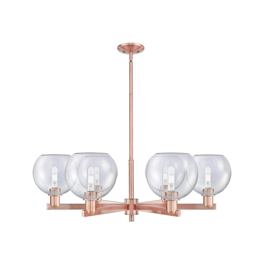 Innovations Athens 38in 6-Light Chandelier | Industrial Antique Copper Steel and Seedy Glass | Dining Room & Living Room | Model 716-6CR-AC-G124-8
