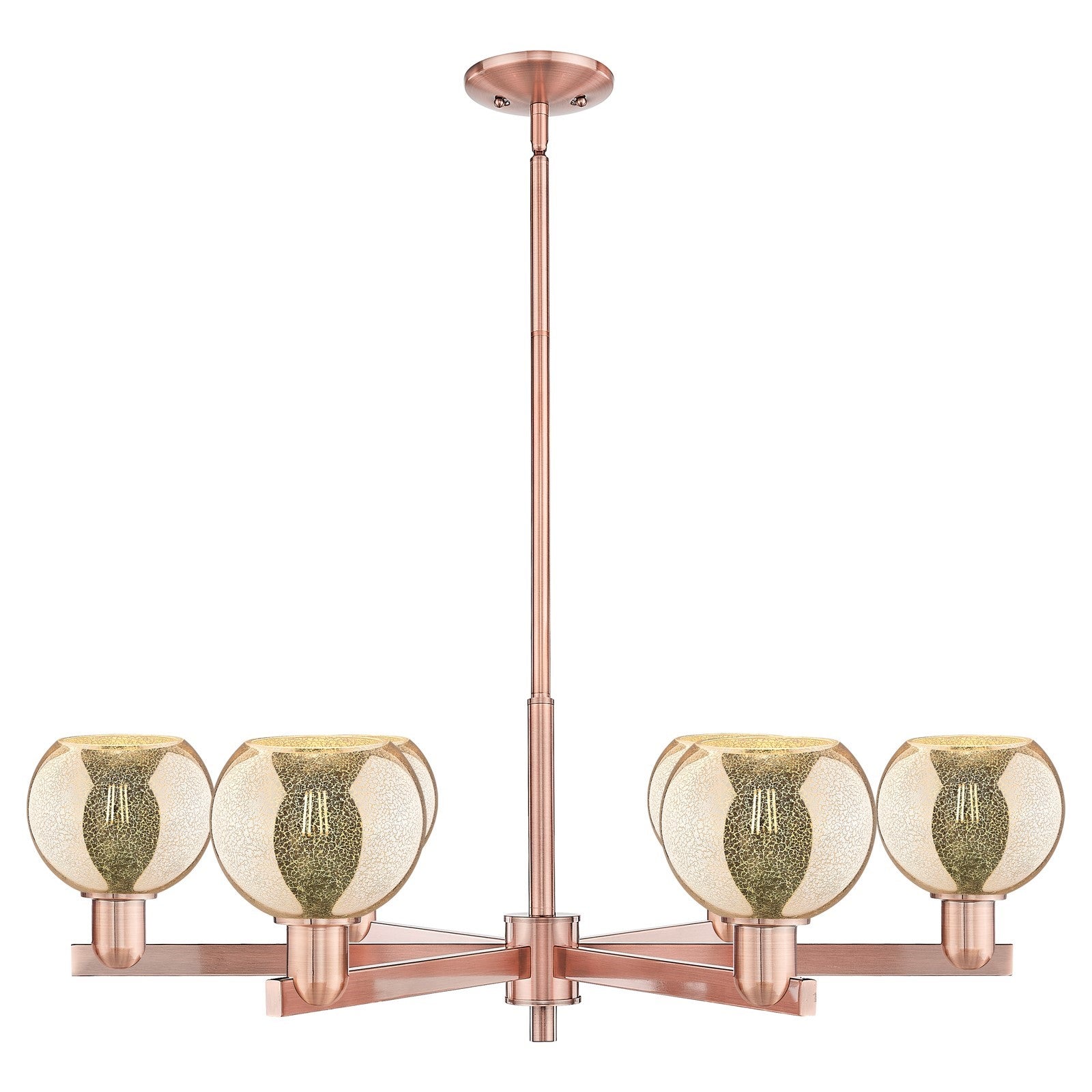 Innovations Athens 36in 6-Light Chandelier | Industrial Antique Copper and Mercury Glass | Dining Room & Living Room | Model 716-6CR-AC-G128-6