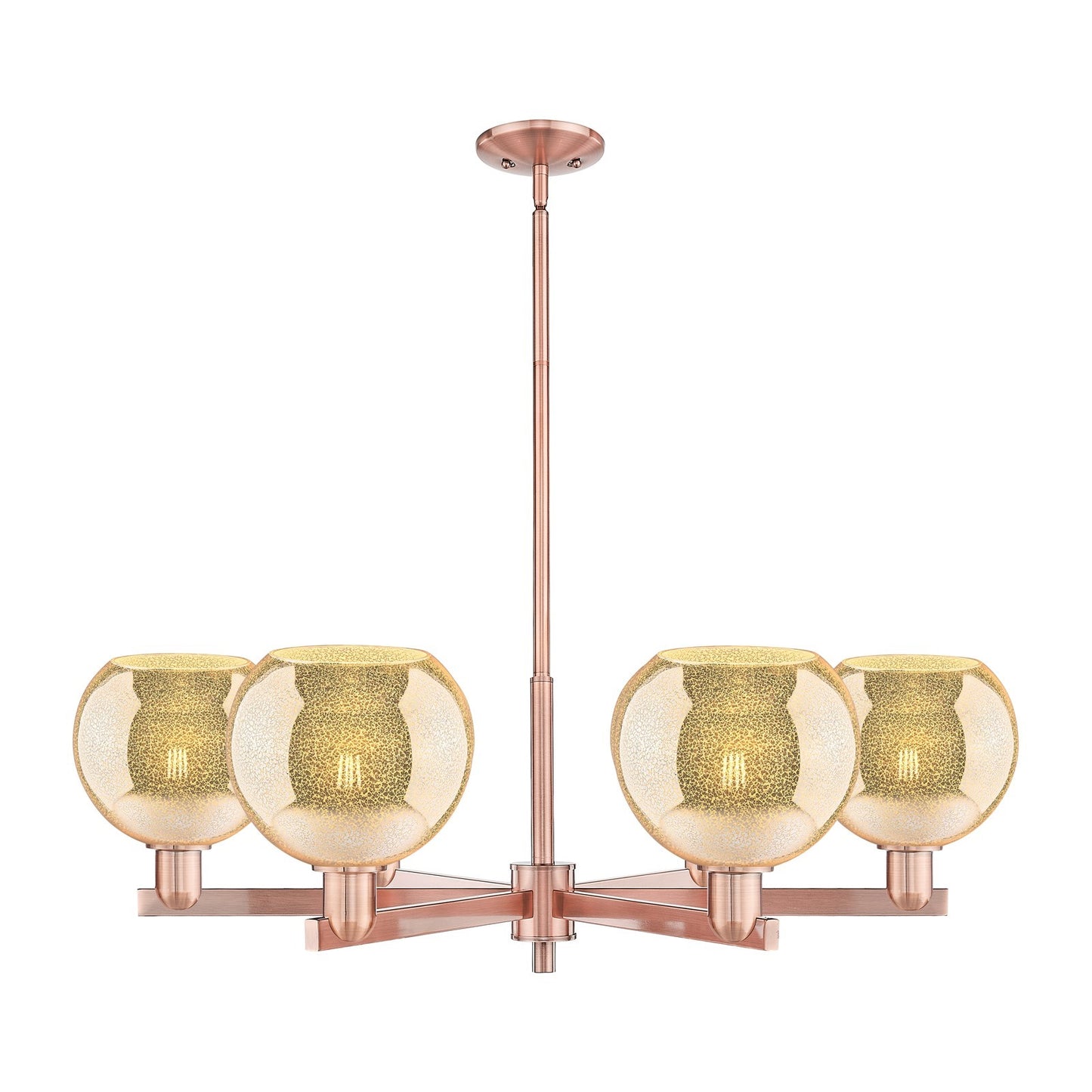 Innovations Athens 38in 6-Light Chandelier | Industrial Antique Copper Steel and Mercury Glass | Dining Room & Living Room | Model 716-6CR-AC-G128-8