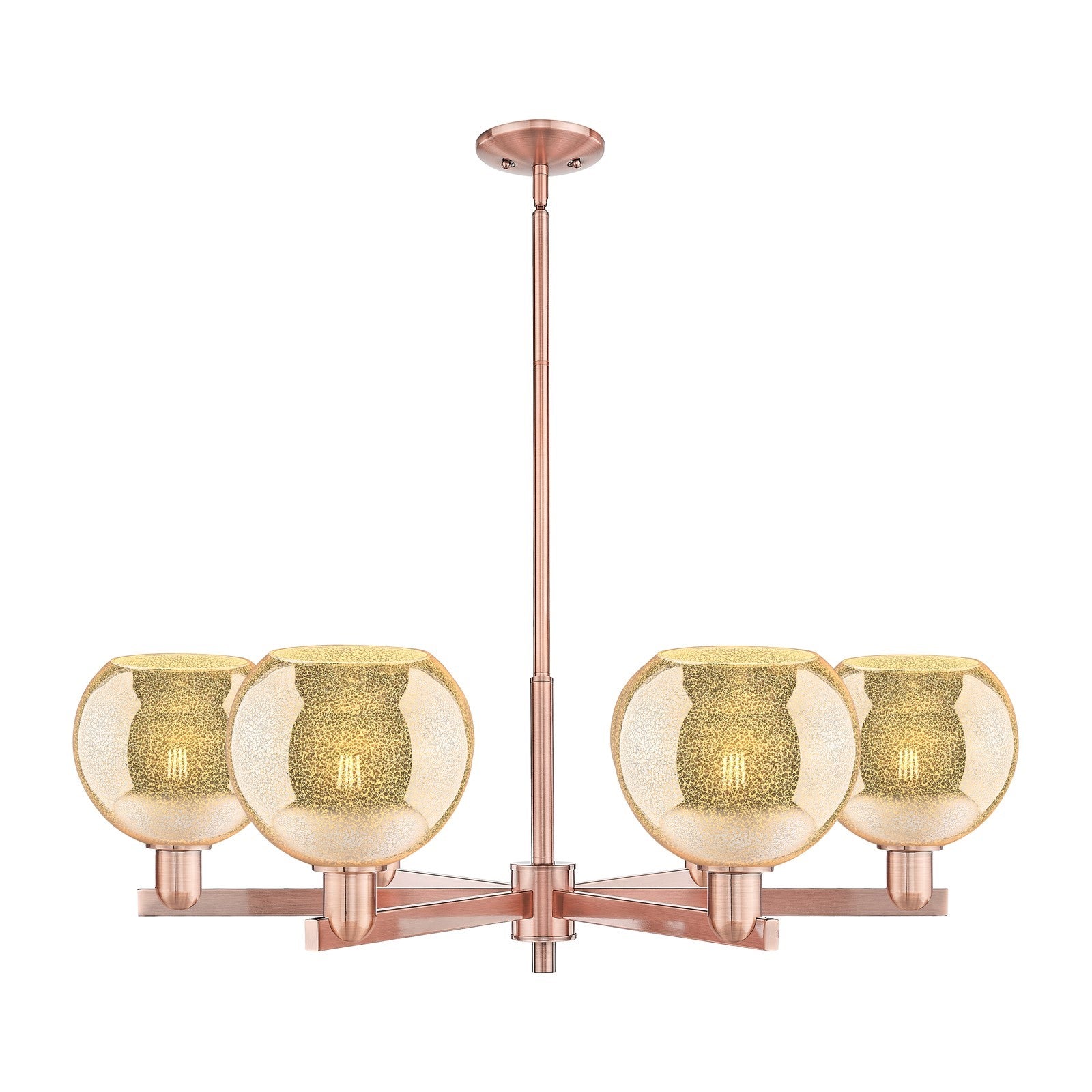 Innovations Athens 38in 6-Light Chandelier | Industrial Antique Copper Steel and Mercury Glass | Dining Room & Living Room | Model 716-6CR-AC-G128-8