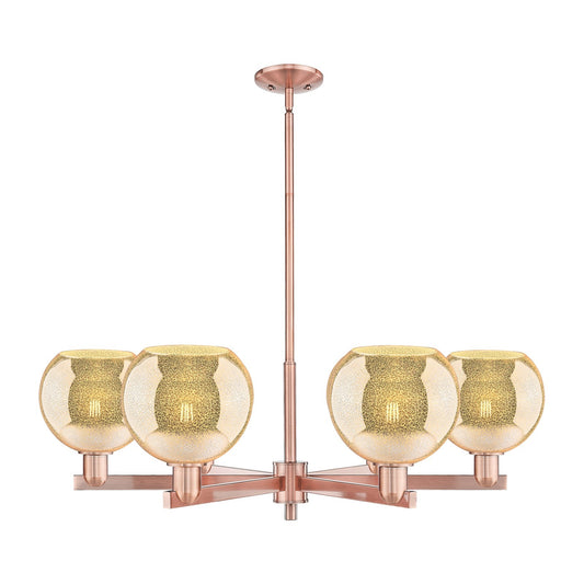 Innovations Athens 38in 6-Light Chandelier | Industrial Antique Copper Steel and Mercury Glass | Dining Room & Living Room | Model 716-6CR-AC-G128-8