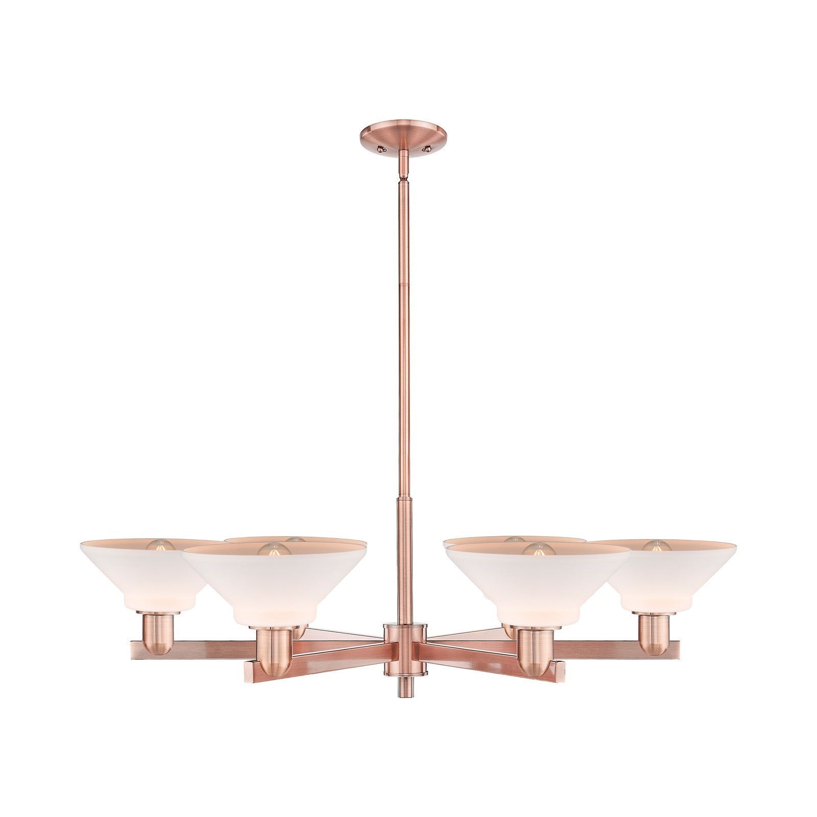 Innovations Orwell 38in 6-Light Chandelier | Industrial Antique Copper and Matte White Glass | Dining Room & Living Room | Model 716-6CR-AC-G131