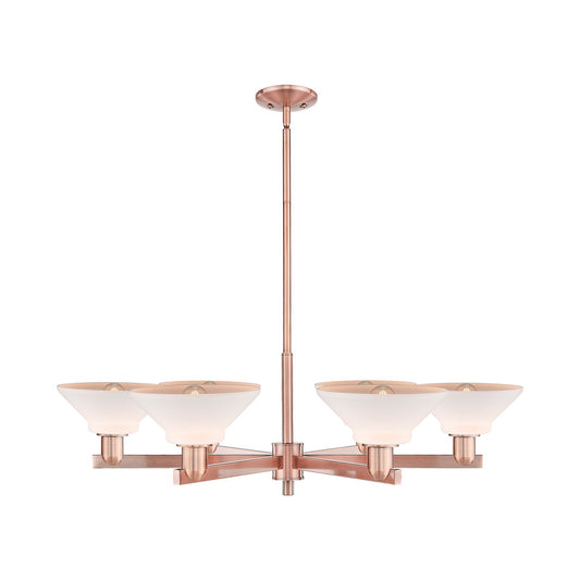Innovations Orwell 38in 6-Light Chandelier | Industrial Antique Copper and Matte White Glass | Dining Room & Living Room | Model 716-6CR-AC-G131