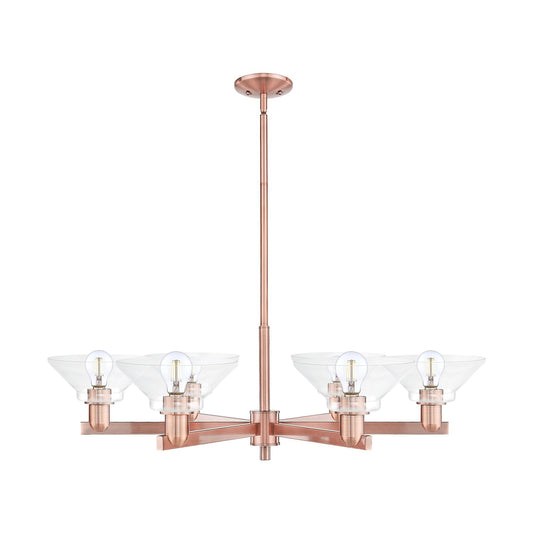 Innovations Orwell 38in 6-Light Chandelier | Industrial Antique Copper Steel and Clear Glass | Dining Room & Living Room | Model 716-6CR-AC-G132