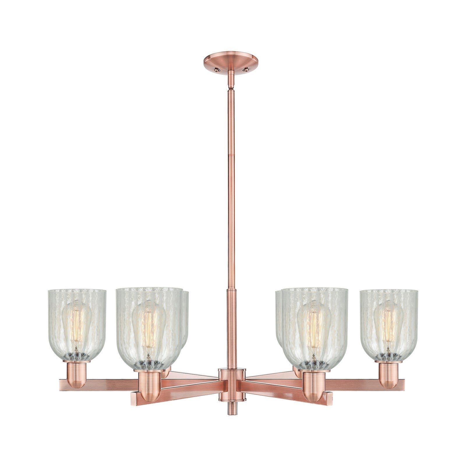Innovations Caledonia 35in 6-Light Chandelier | Industrial Antique Copper and Mouchette Glass | Dining Room & Living Room | Model 716-6CR-AC-G2511