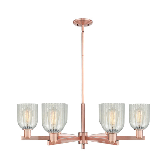 Innovations Caledonia 35in 6-Light Chandelier | Industrial Antique Copper and Mouchette Glass | Dining Room & Living Room | Model 716-6CR-AC-G2511