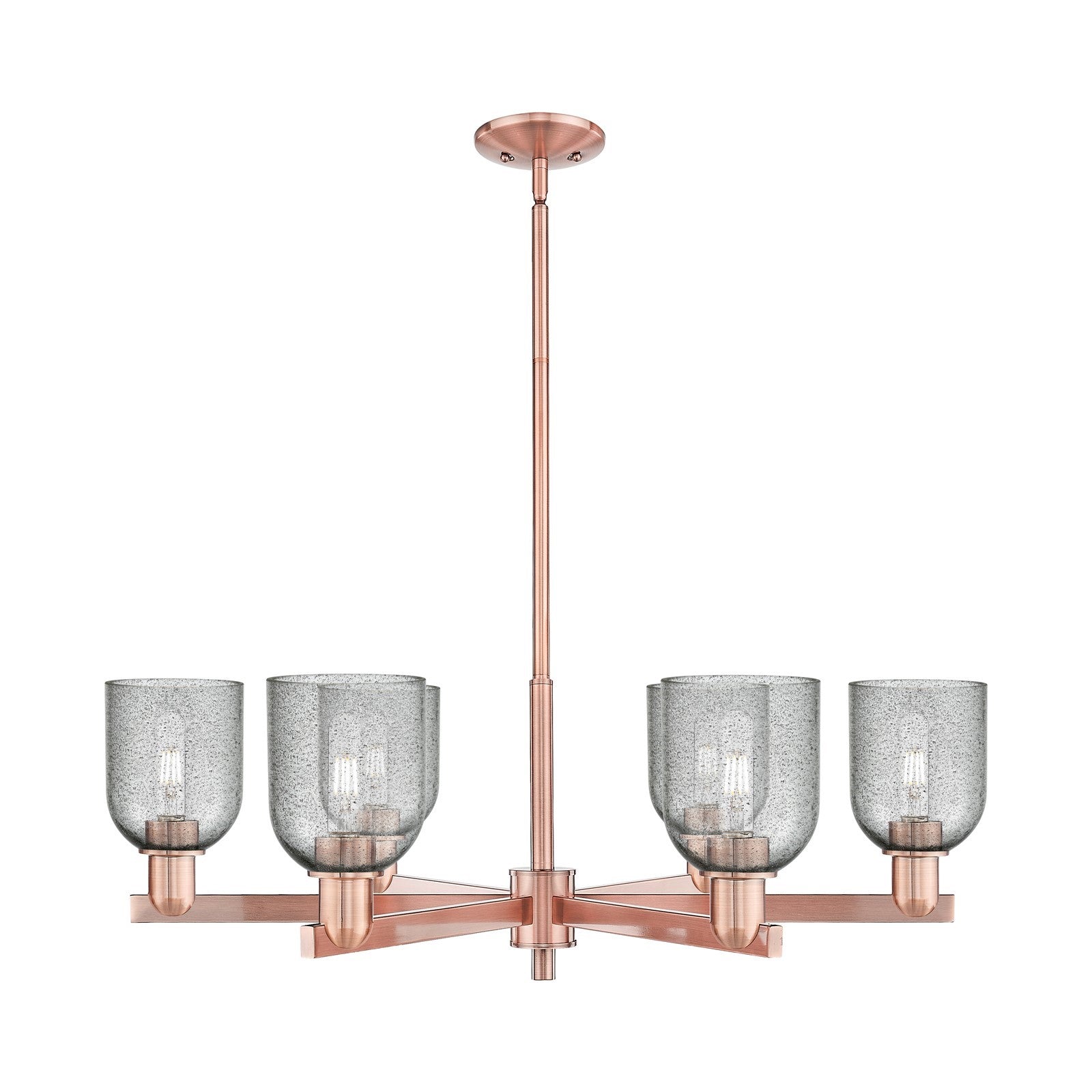 Innovations Caledonia 35in 6-Light Chandelier | Industrial Antique Copper and Charcoal Glass | Dining Room & Living Room | Model 716-6CR-AC-G257