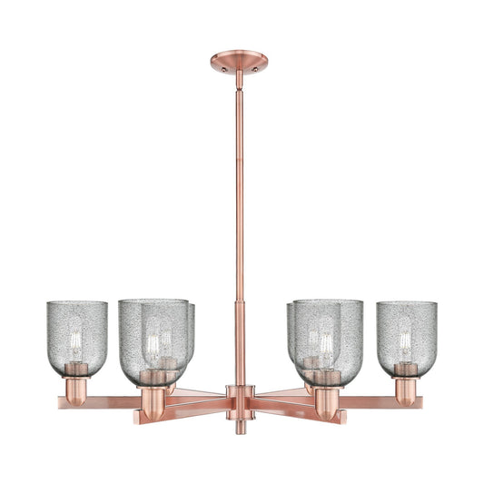 Innovations Caledonia 35in 6-Light Chandelier | Industrial Antique Copper and Charcoal Glass | Dining Room & Living Room | Model 716-6CR-AC-G257