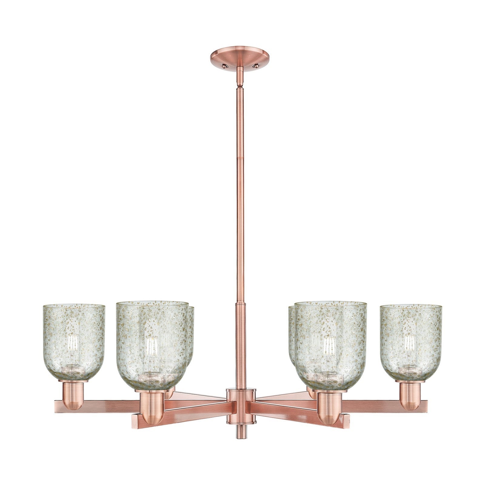Innovations Caledonia 35in 6-Light Chandelier | Industrial Antique Copper Steel and Mica Glass | Dining Room & Living Room | Model 716-6CR-AC-G259