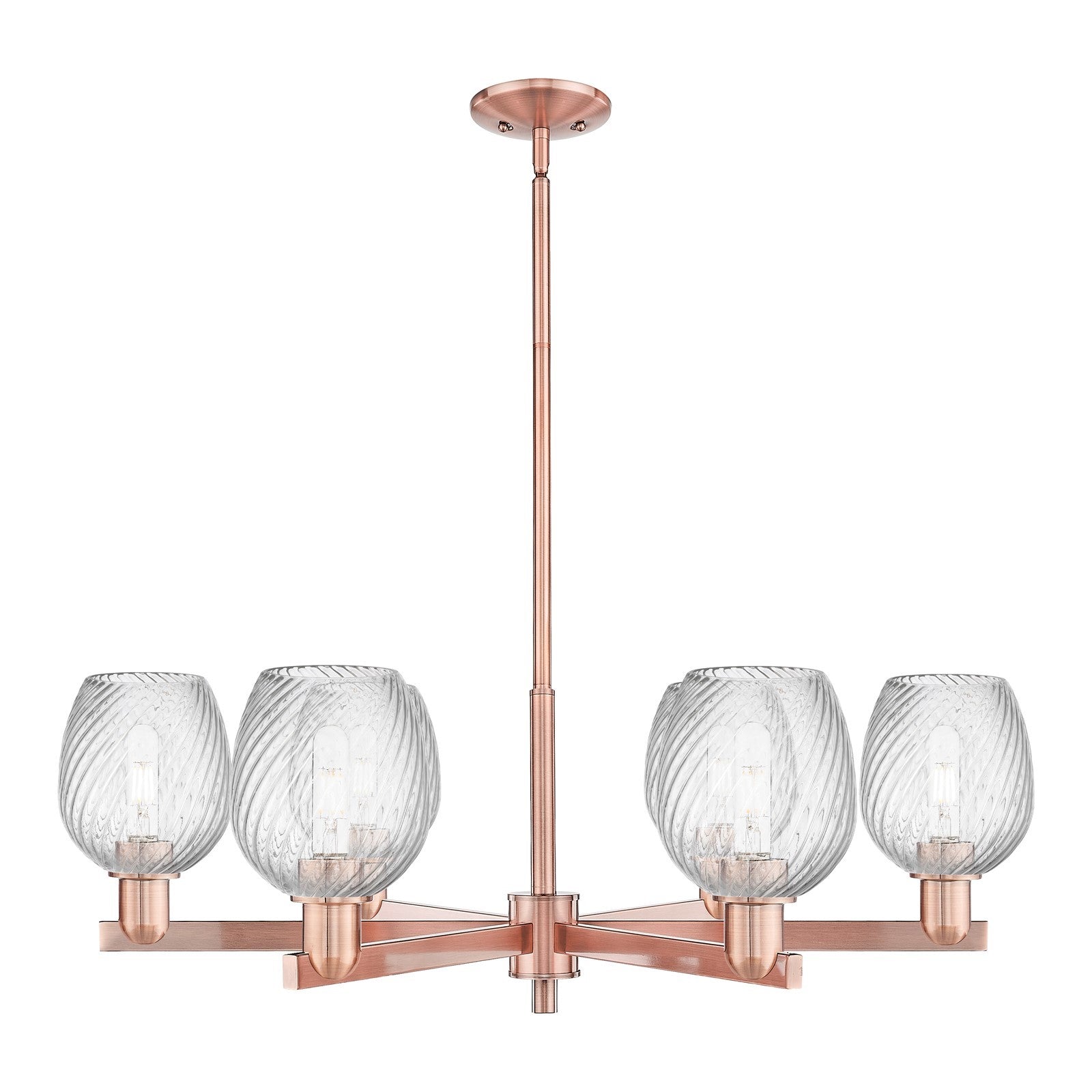 Innovations Salina 36in 6-Light Chandelier | Industrial Antique Copper Steel and Clear Spiral Fluted Glass | Dining Room & Living | Model 716-6CR-AC-G292