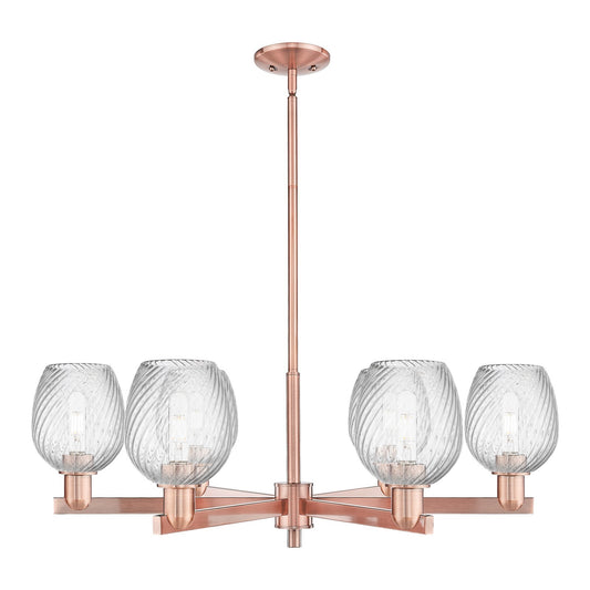 Innovations Salina 36in 6-Light Chandelier | Industrial Antique Copper Steel and Clear Spiral Fluted Glass | Dining Room & Living | Model 716-6CR-AC-G292