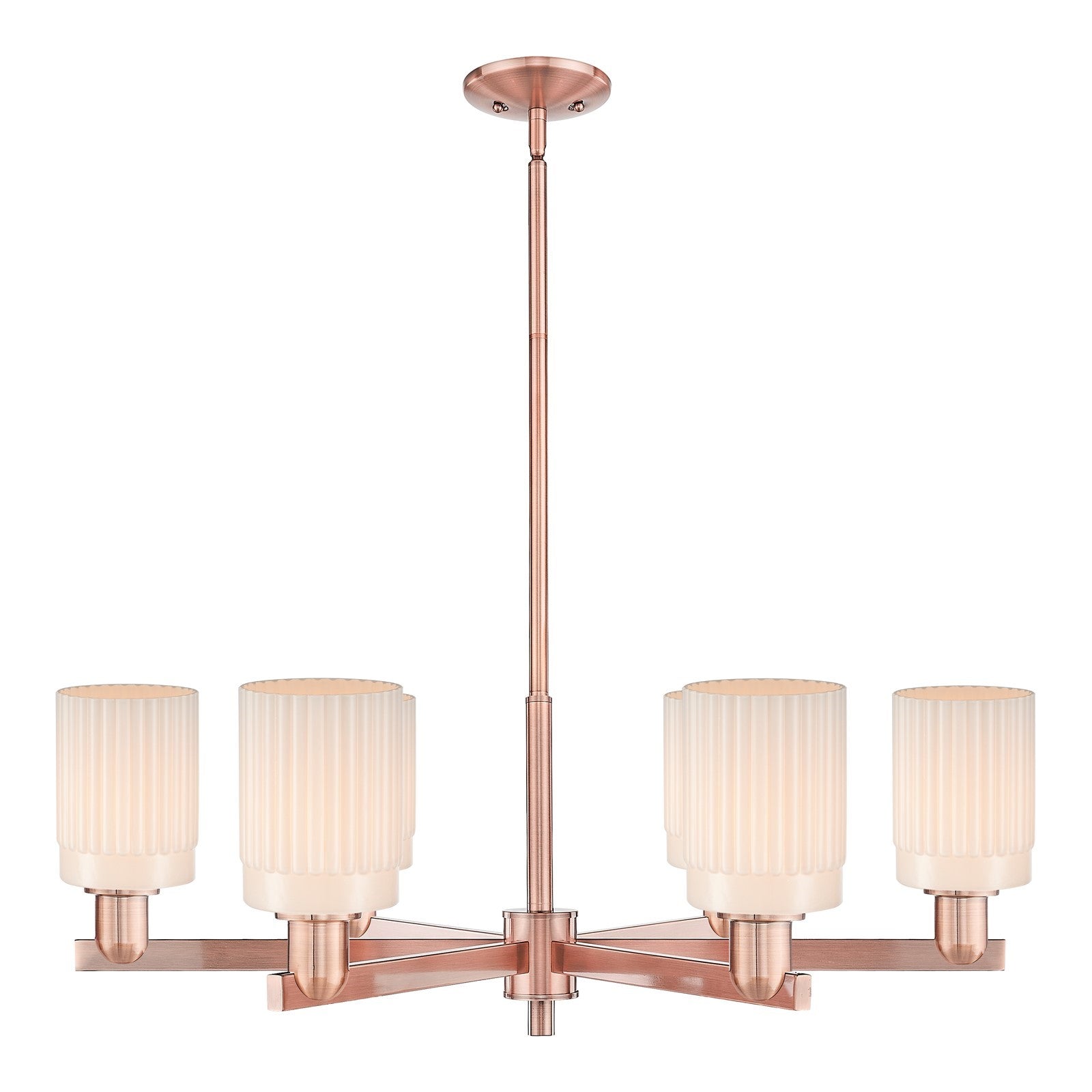 Innovations Hadley 34in 6-Light Chandelier | Industrial Antique Copper and Matte White Glass | Dining Room & Living Room | Model 716-6CR-AC-G341